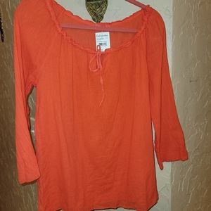 Fresh Produce Bright Coral Gauze Top